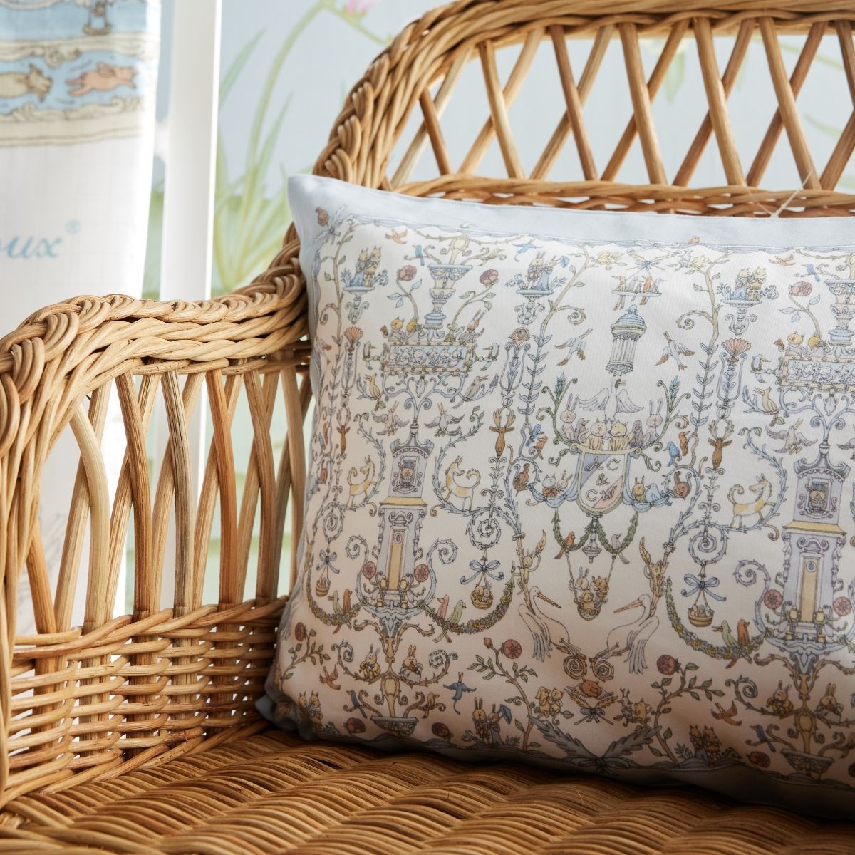 Satin Pillow Cover Toile de Jouy Blue - Atelier Choux x Caitlin Wilson