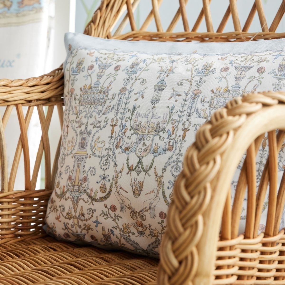 Satin Pillow Cover Toile de Jouy Blue - Atelier Choux x Caitlin Wilson