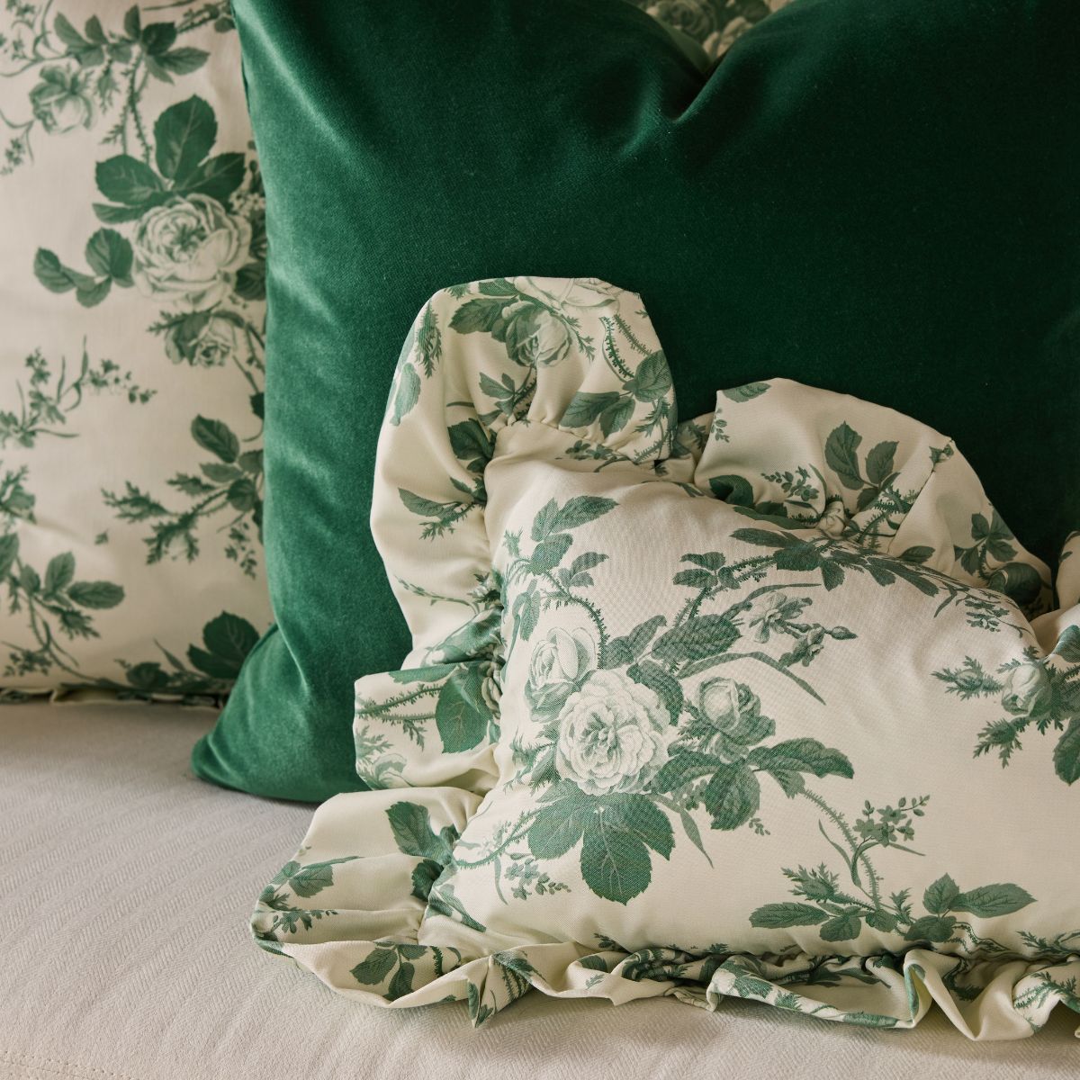 Mary Jayne in Green Frill Pillow Cover - Caitlin Wilson Design