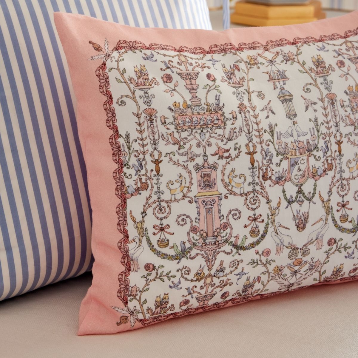 Satin Pillow Cover Toile de Jouy Pink - Atelier Choux x Caitlin Wilson