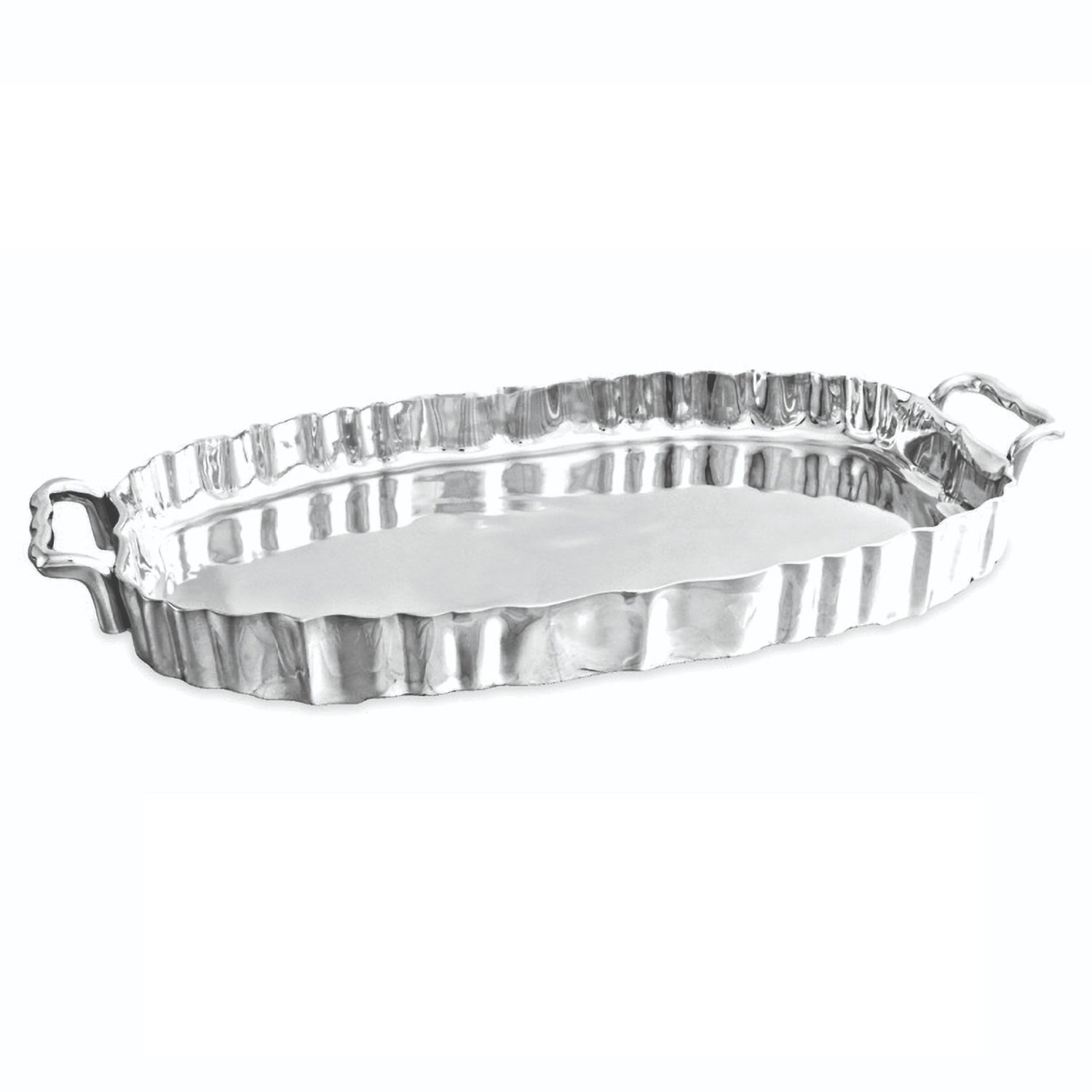 VINTAGE Fluted Oval Tray with Handles