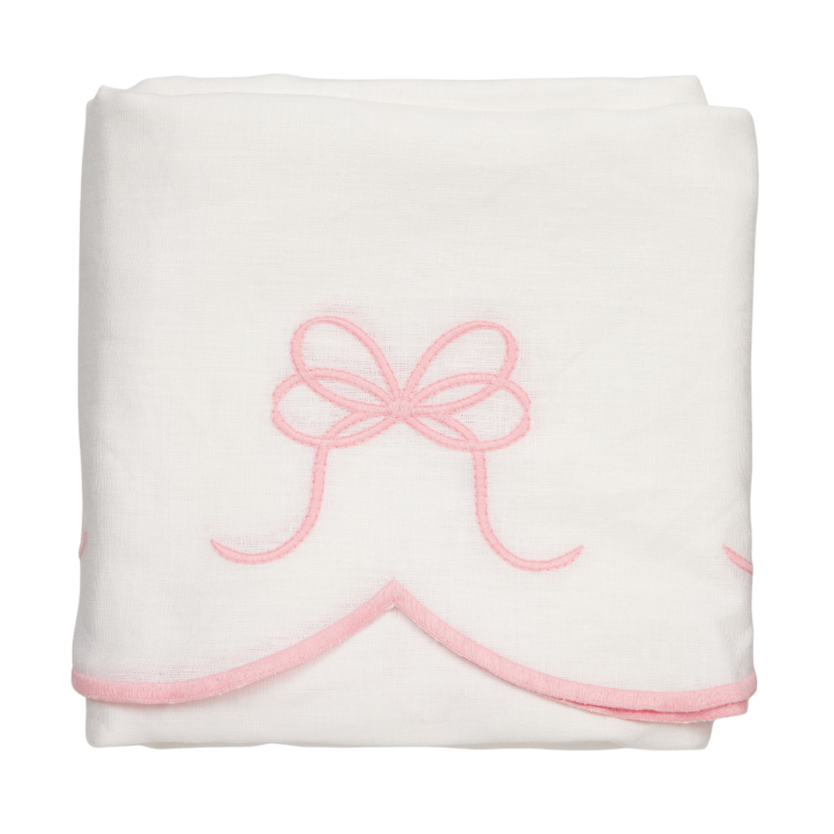 Bow Scalloped Crib Skirt in Petal Pink - Caitlin Wilson Design