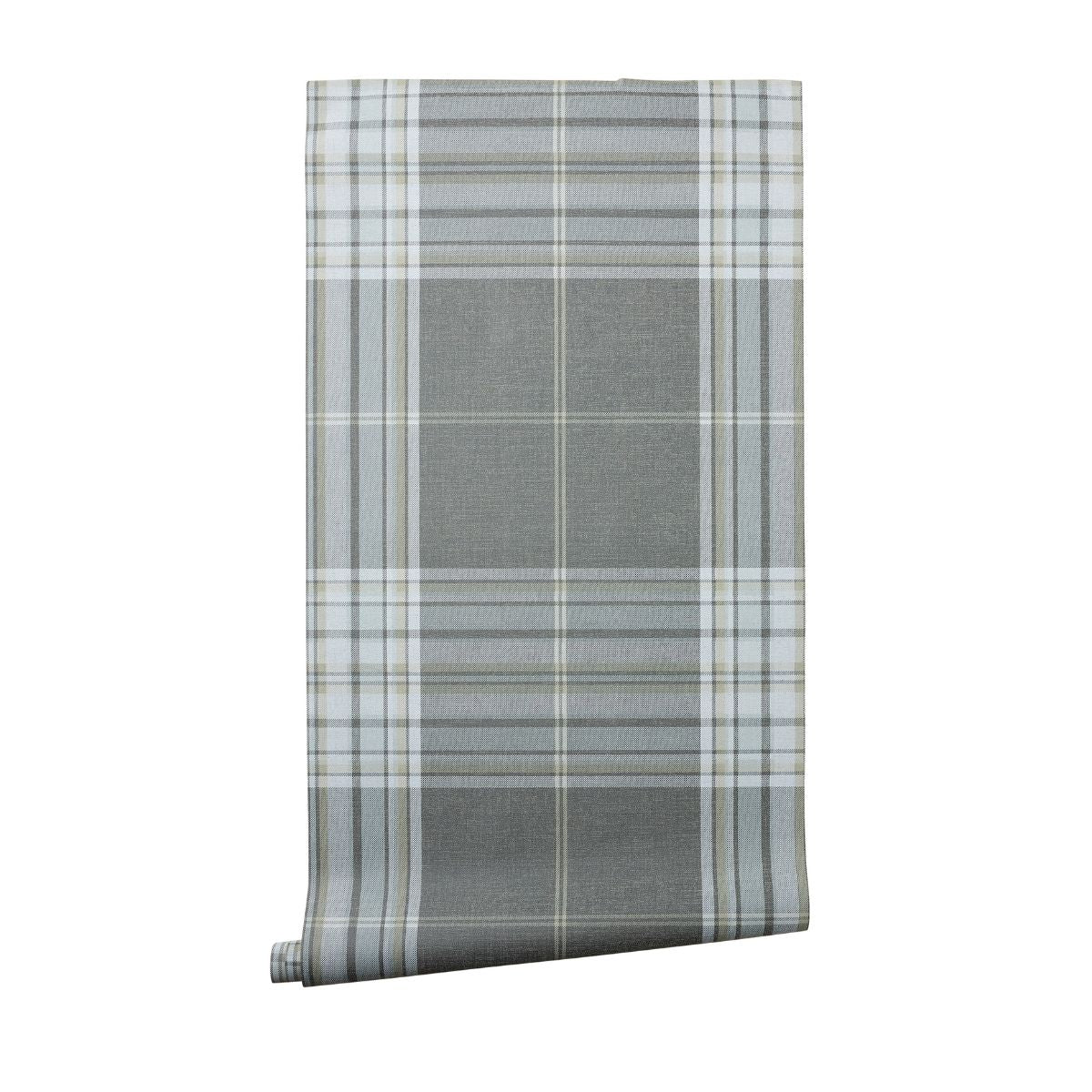 Princeton Plaid Wallpaper in Fog - Caitlin Wilson Design