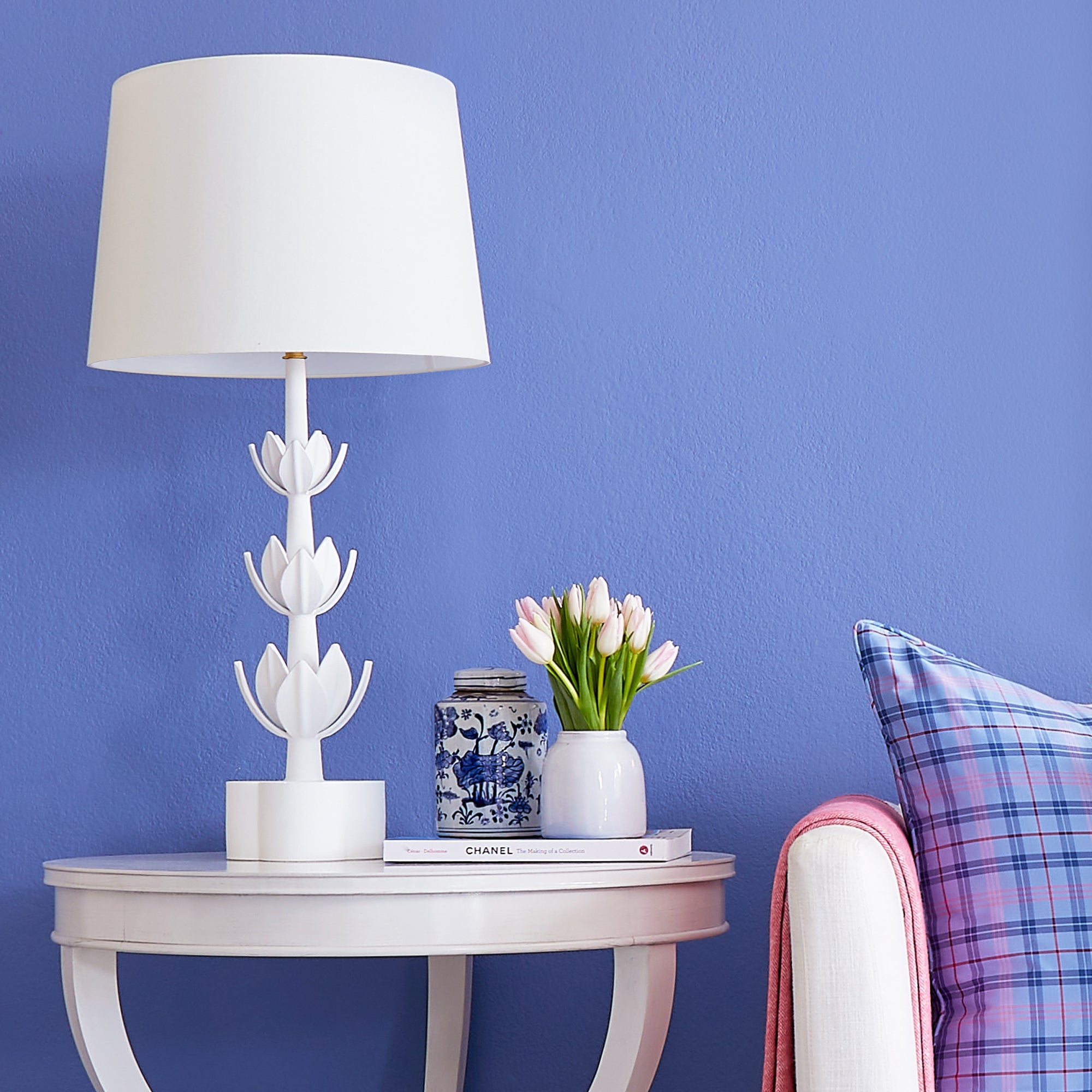 Alberto Large Triple Table Lamp in Plaster White