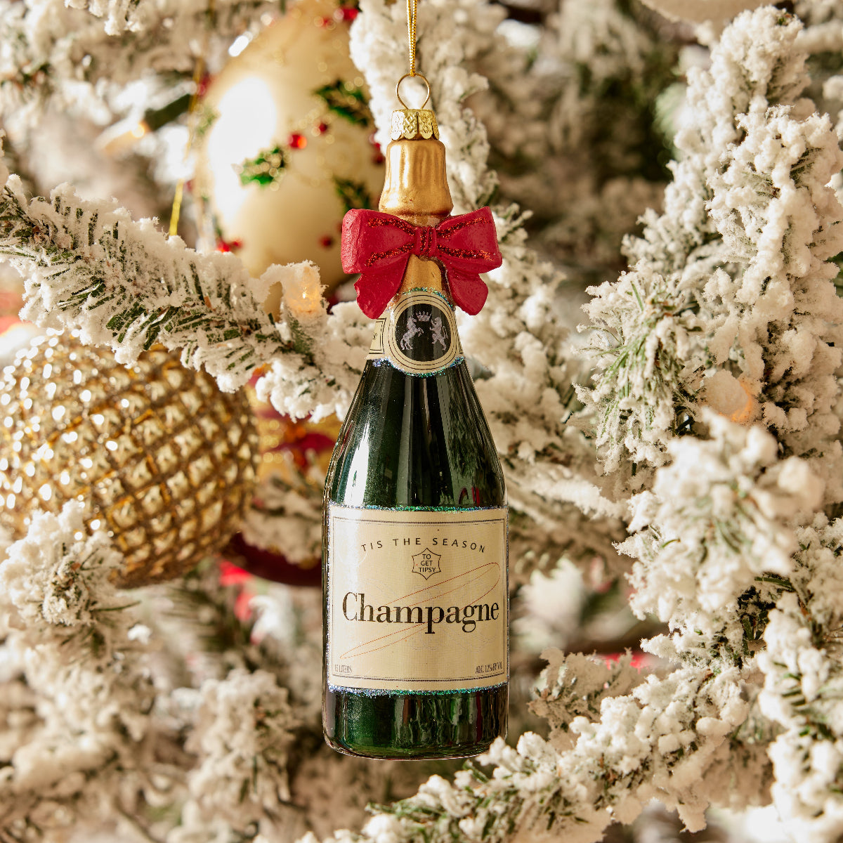 Champagne Dreams Ornament in Red - Caitlin Wilson Design