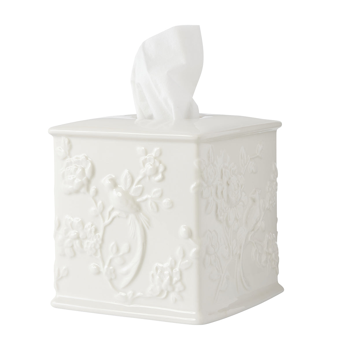 Chinoiserie Tissue Holder - White