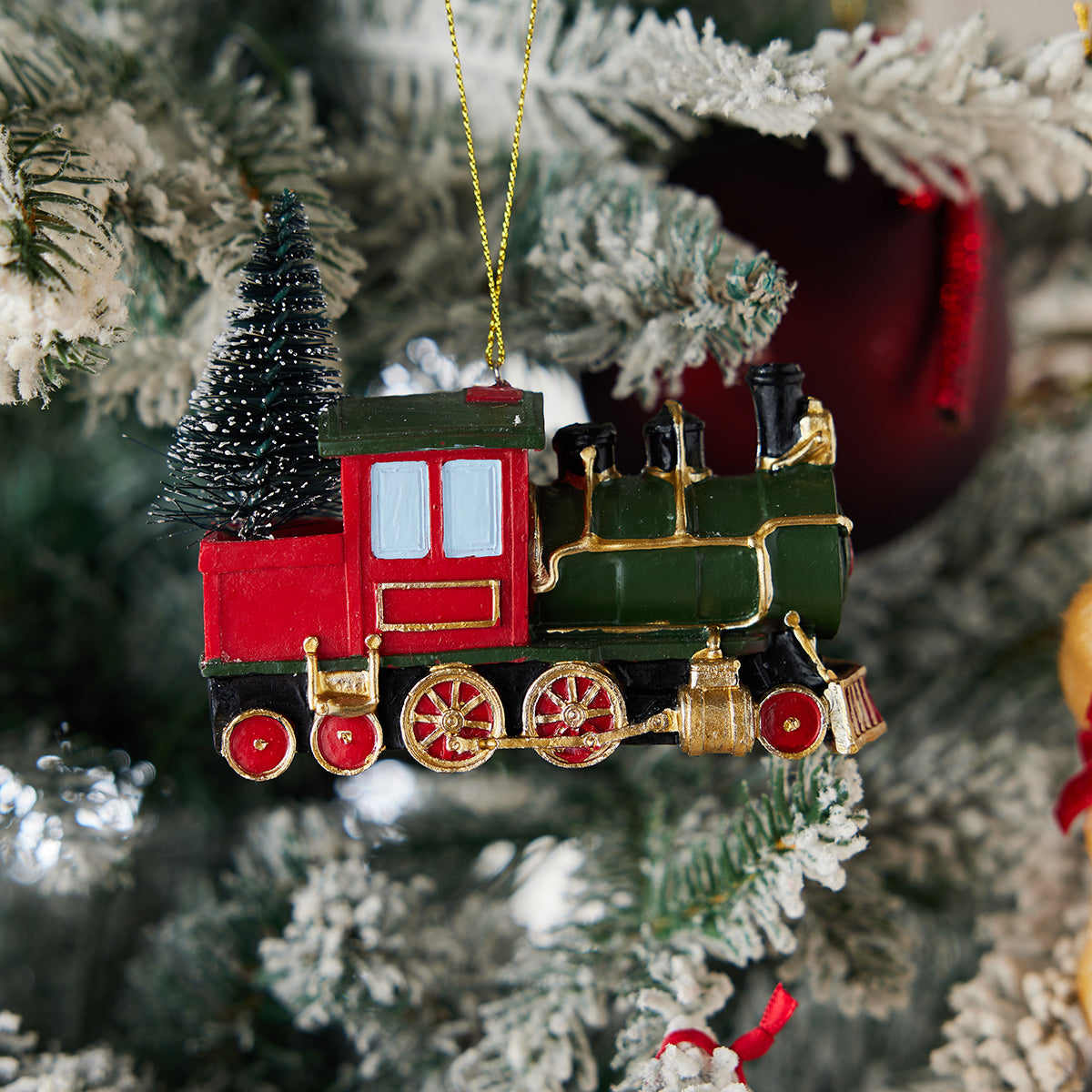 Classic Train with Christmas Tree Ornament - Caitlin Wilson Design
