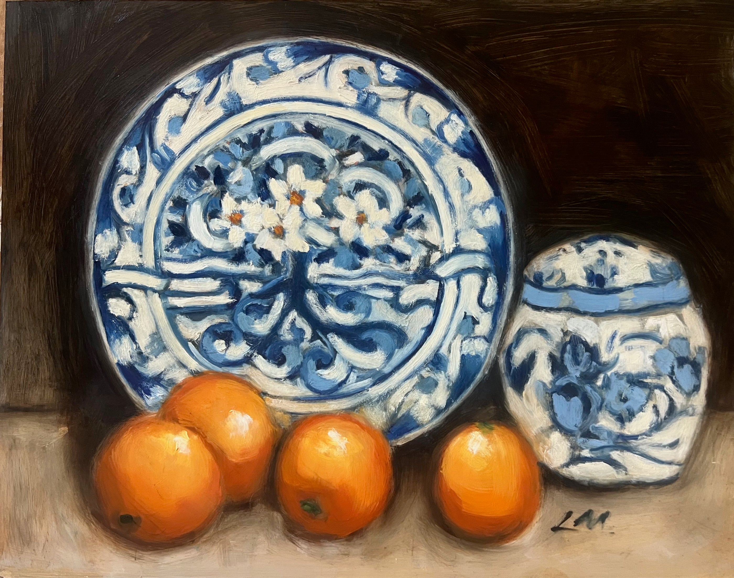 Delftware with Oranges by Laura Miller