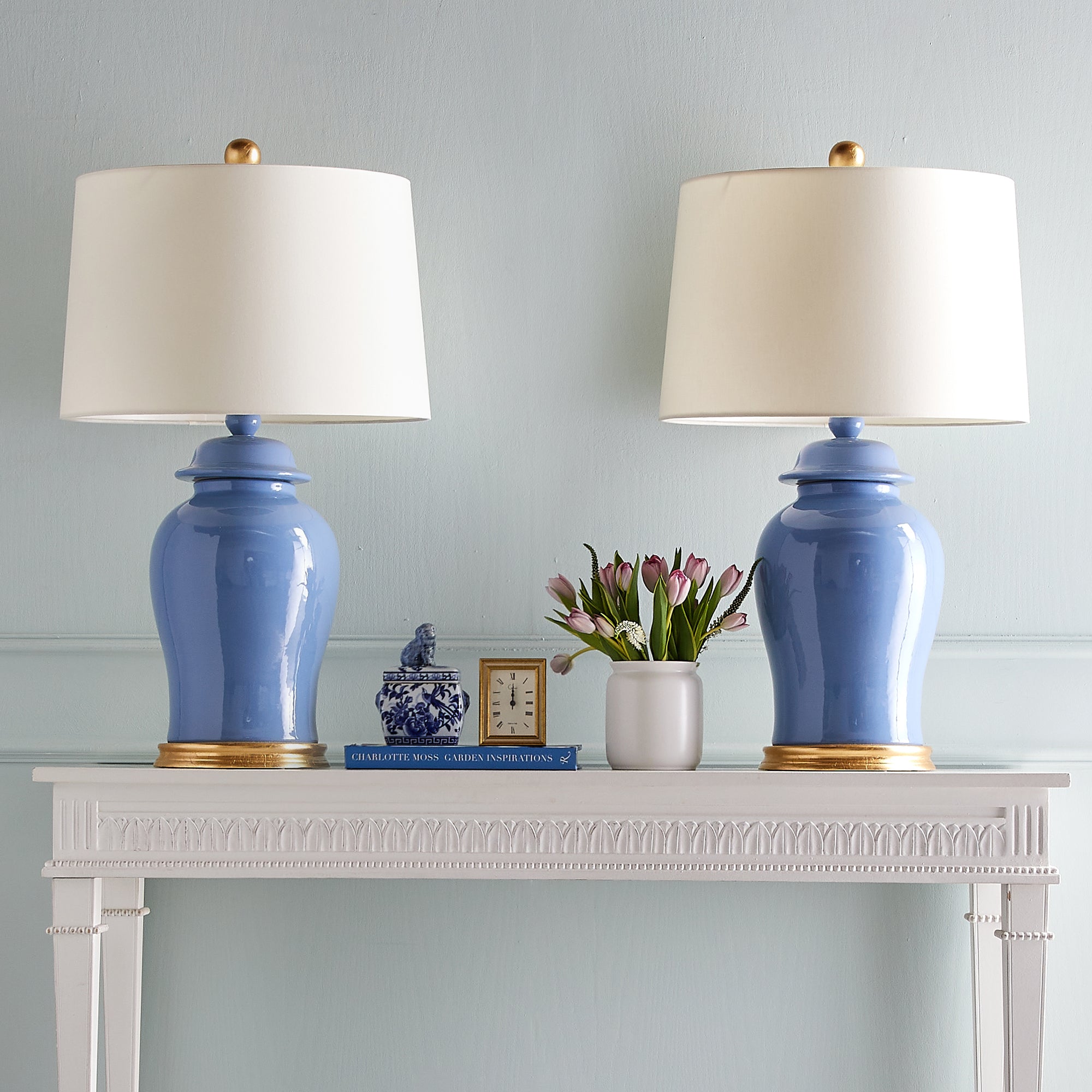 Grande Temple Jar Lamp in French Blue