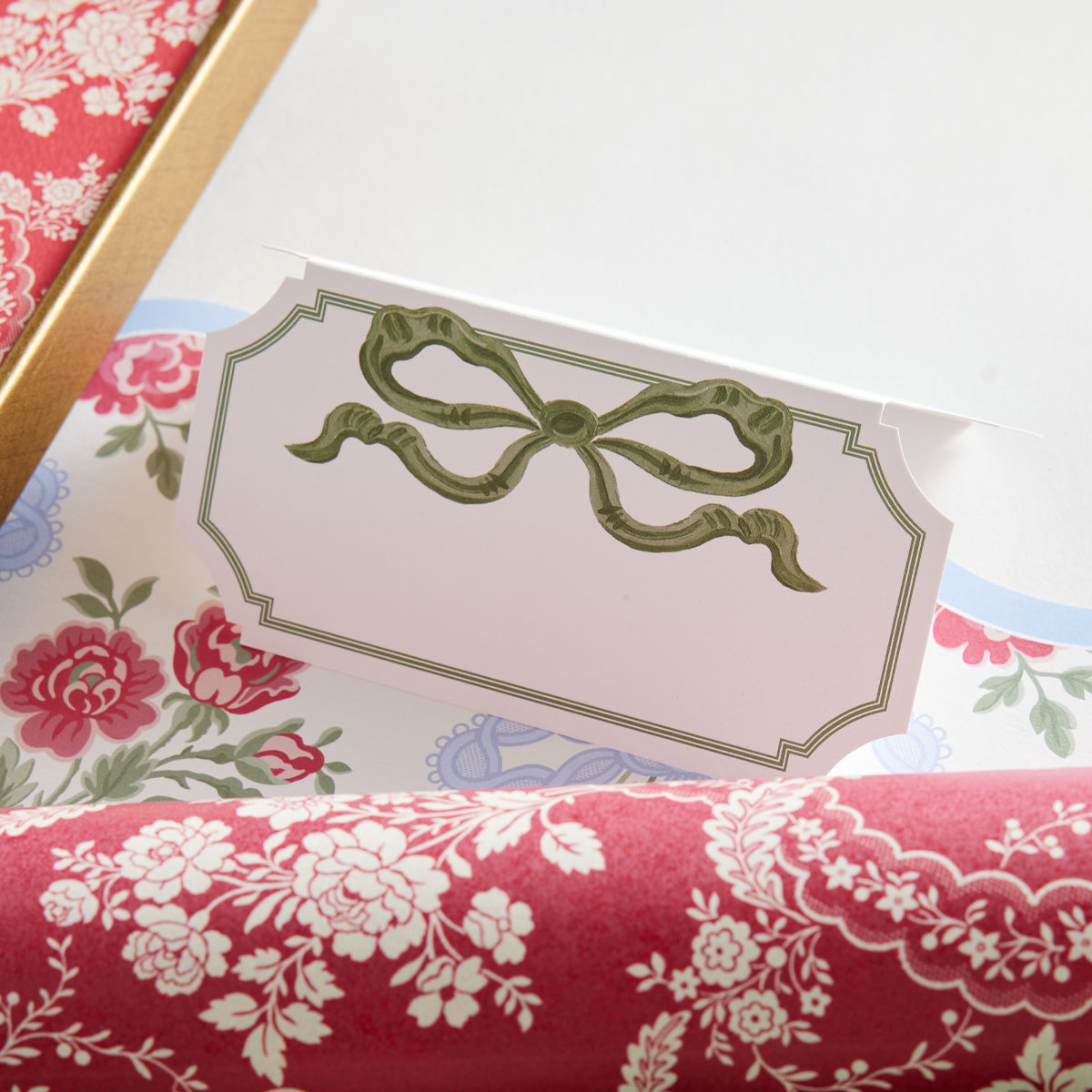 Green Bow Die Cut Placecards - Caitlin Wilson Design