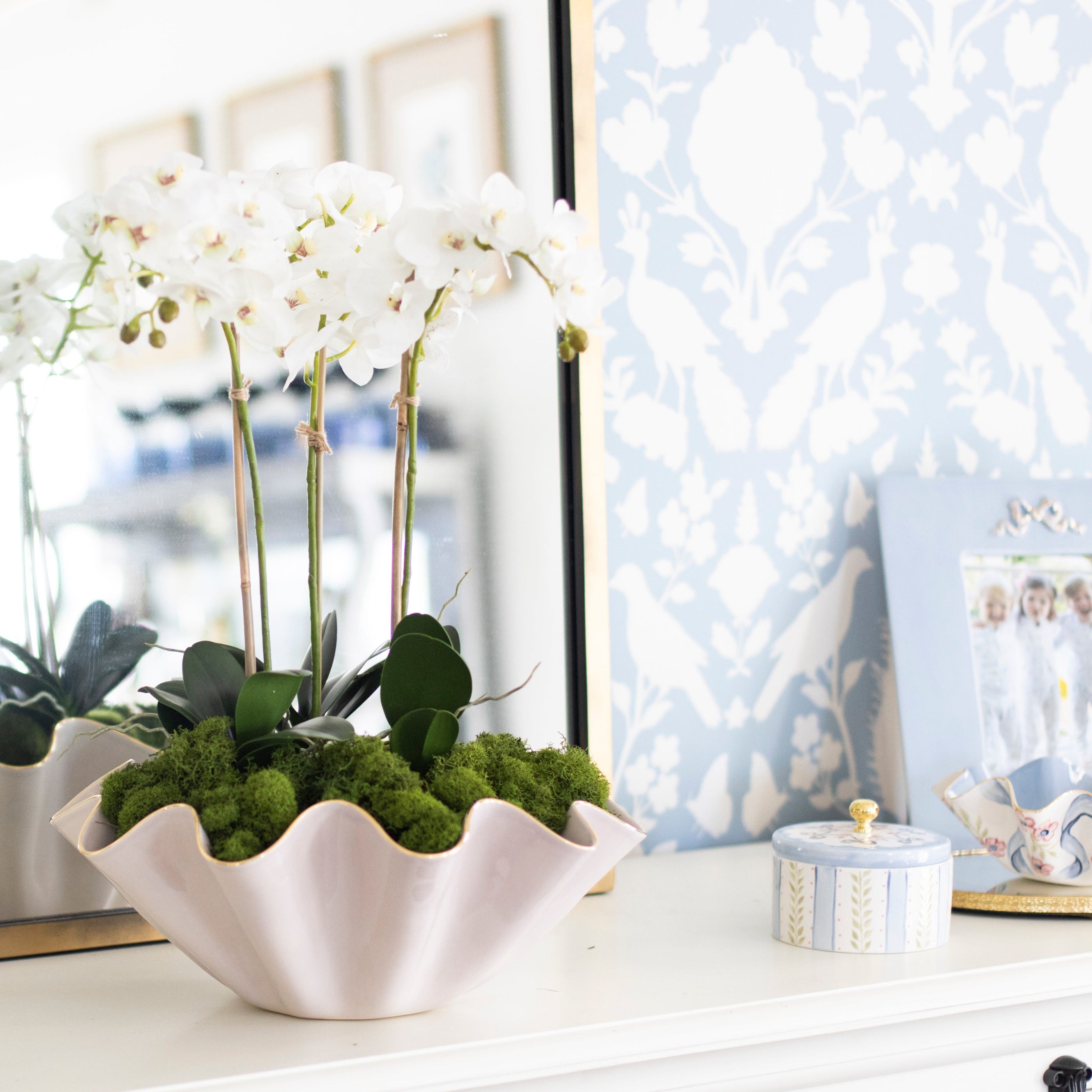 16" Faux Orchid Drop-In