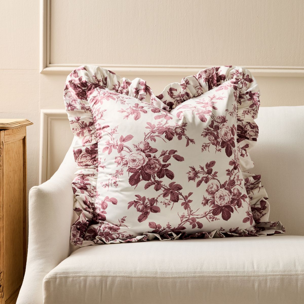 Mary Jayne in Bordeaux Frill Pillow Cover - Caitlin Wilson Design