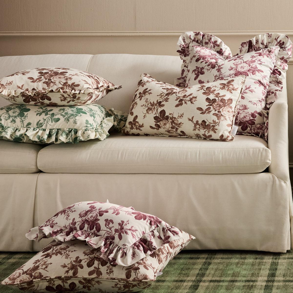 Mary Jayne in Bordeaux Frill Pillow Cover - Caitlin Wilson Design