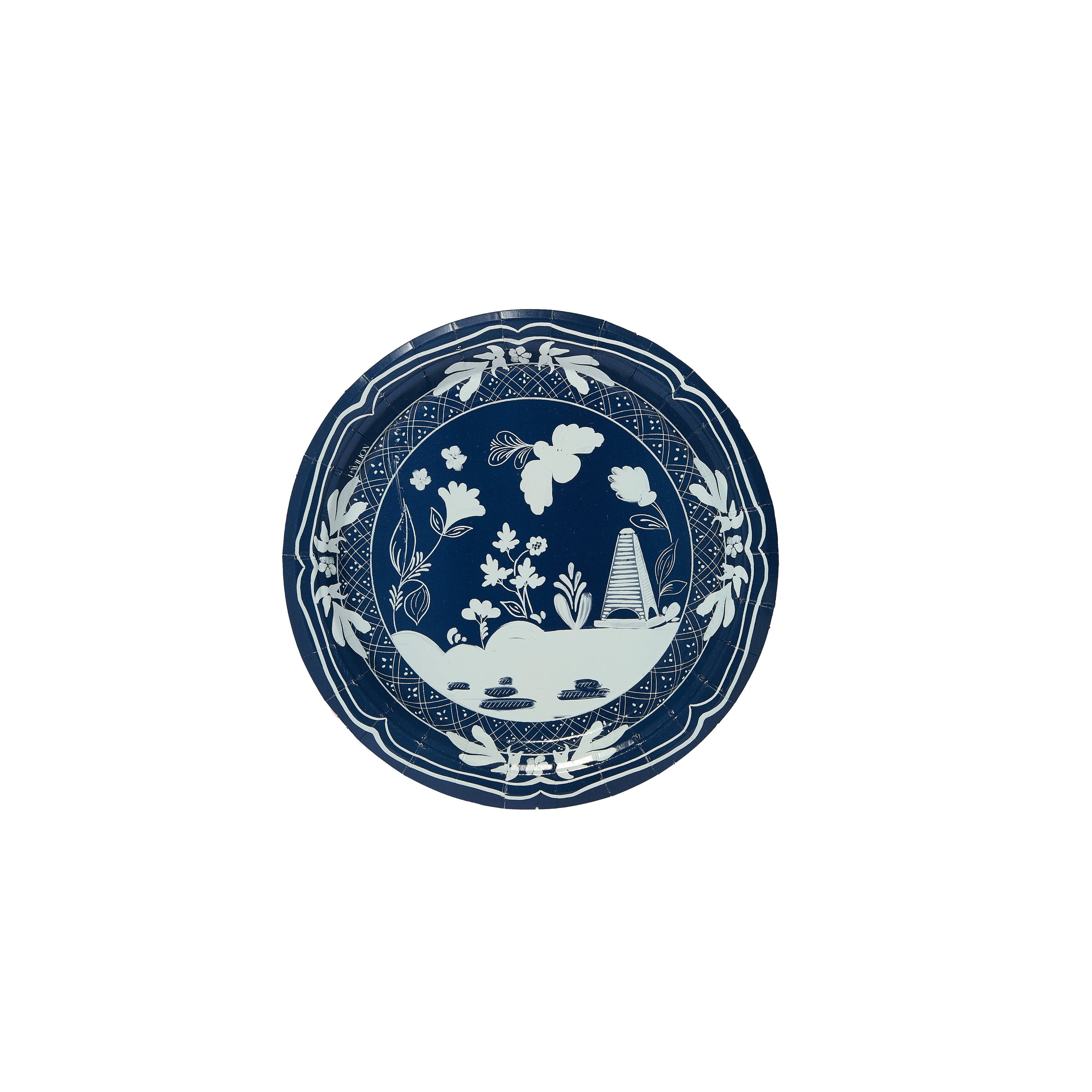 Mini Hors D'oeuvre Navy and Sky Blue Pavilion Beachside Paper Plate - 8 pack