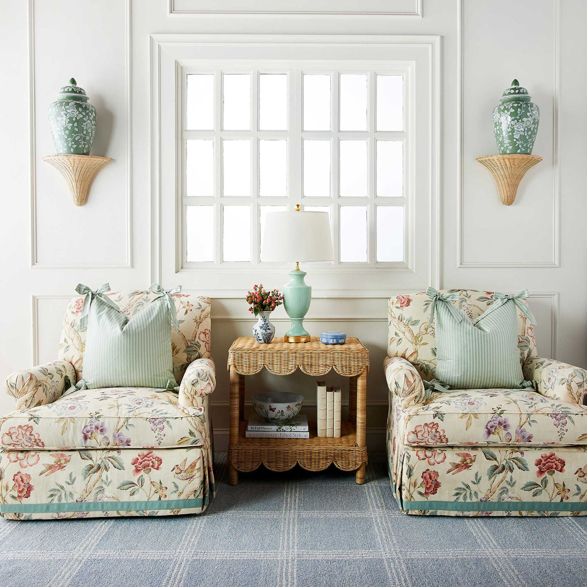 Empire Lamp in Green Trellis | Caitlin Wilson