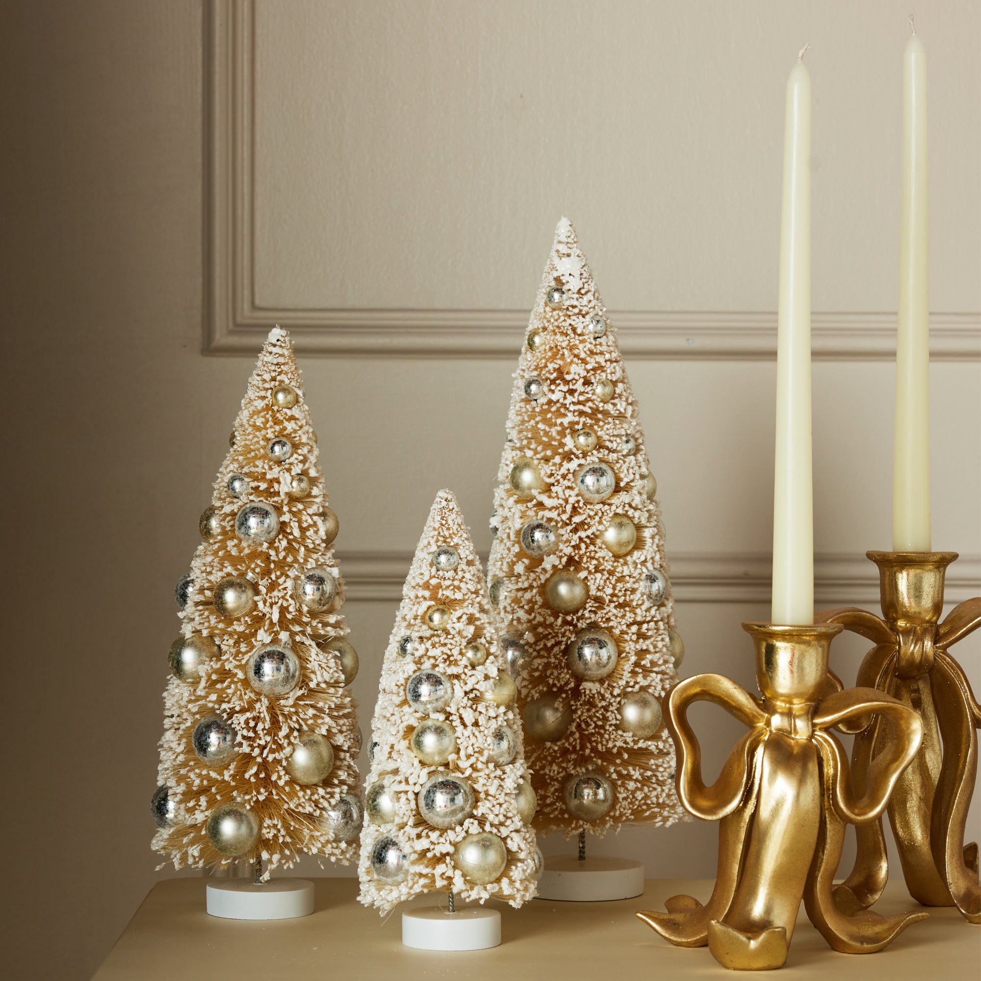 Snowy Bottle Brush Tree, Set of 3 - Caitlin Wilson Design