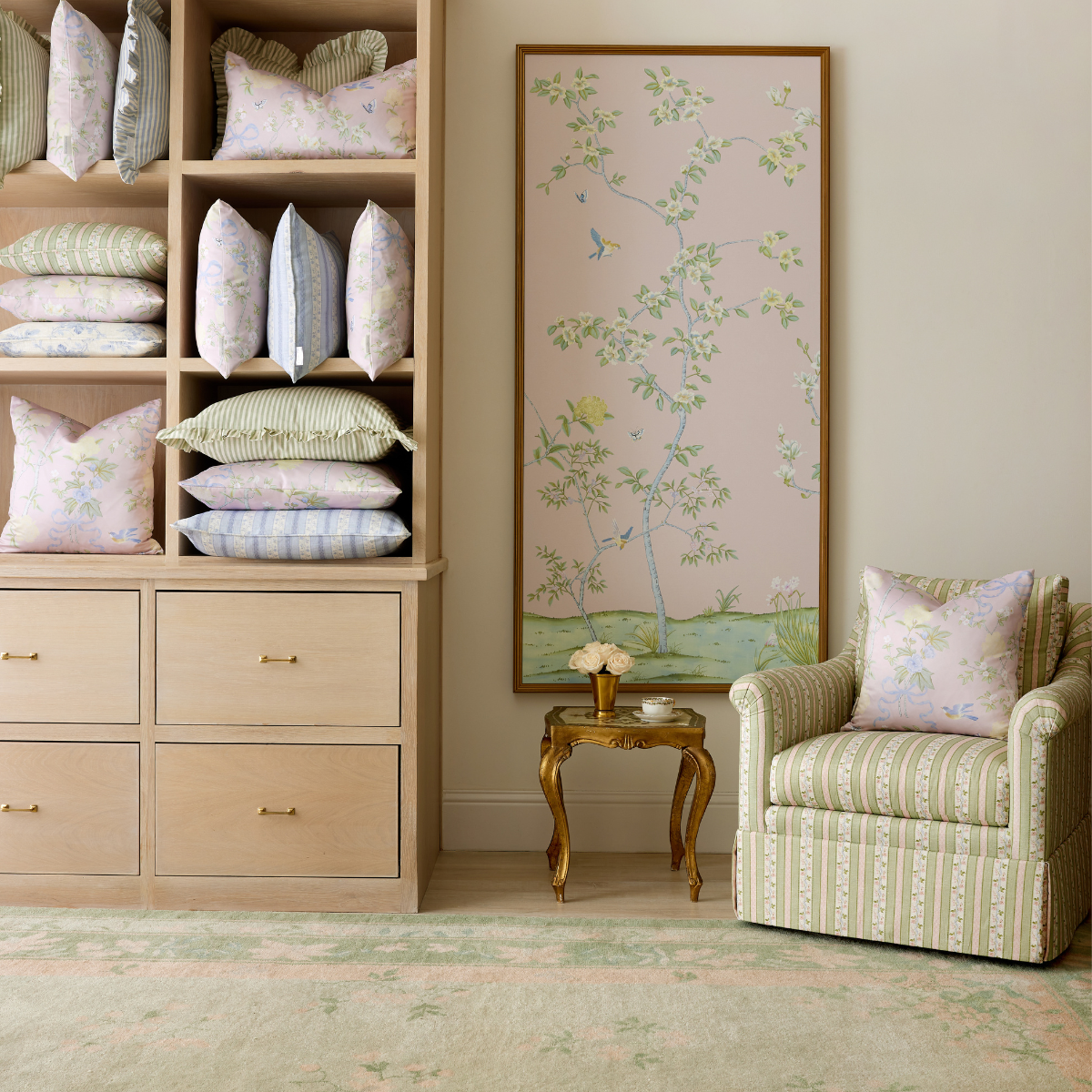 Fleur de Fête Framed Chinoiserie Mural Panel I - Caitlin Wilson Design