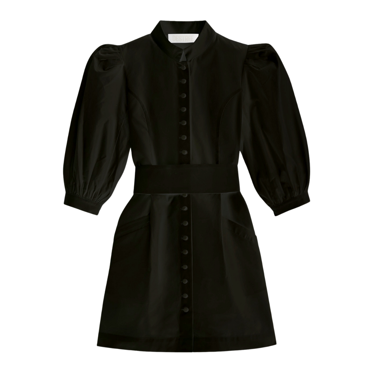 Amoako Popeline Short Dress in Black - Caitlin Wilson Designs