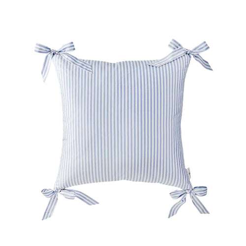 Noelle Bow Pillow Cover in French Blue