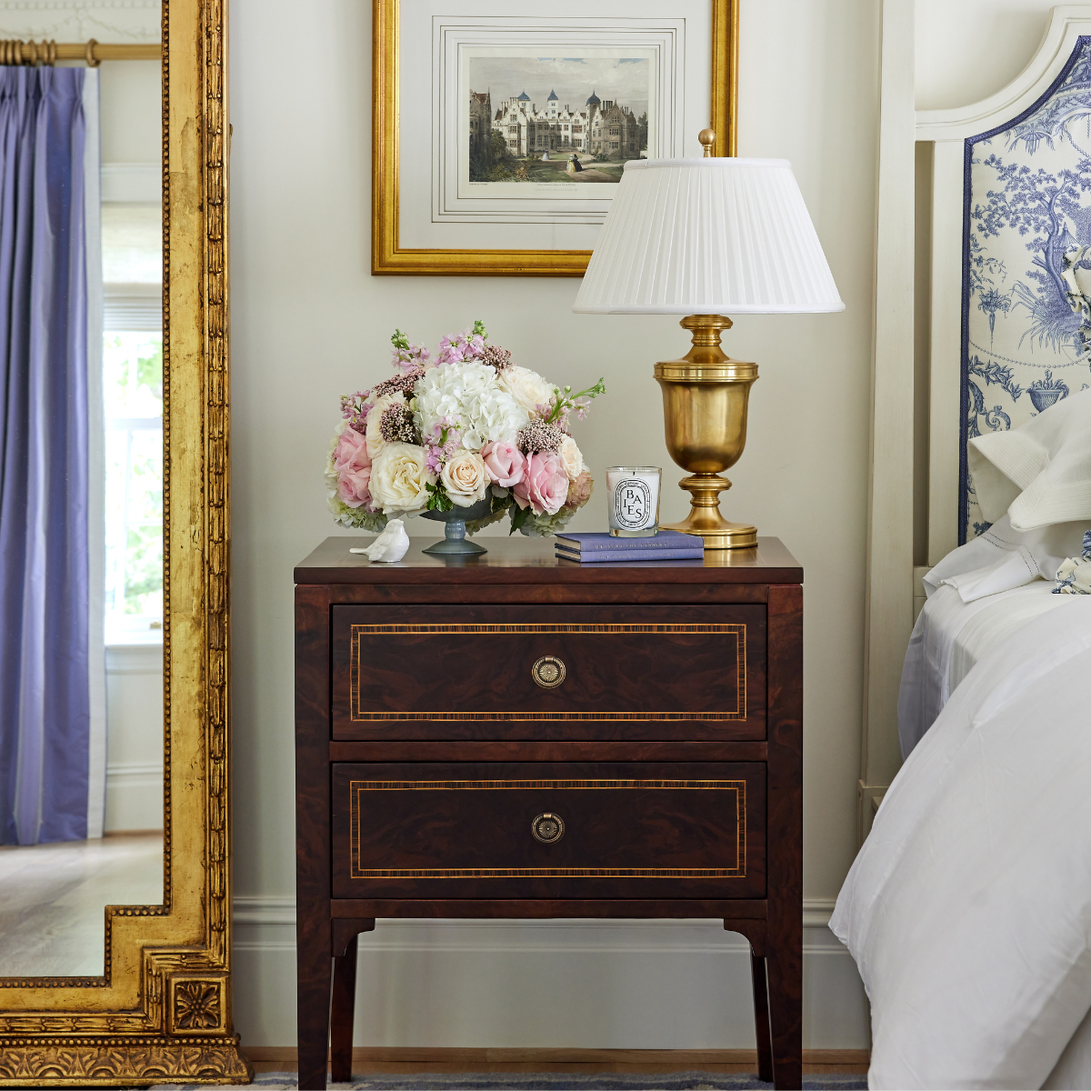 Charles Dark Walnut Burl Night Stand