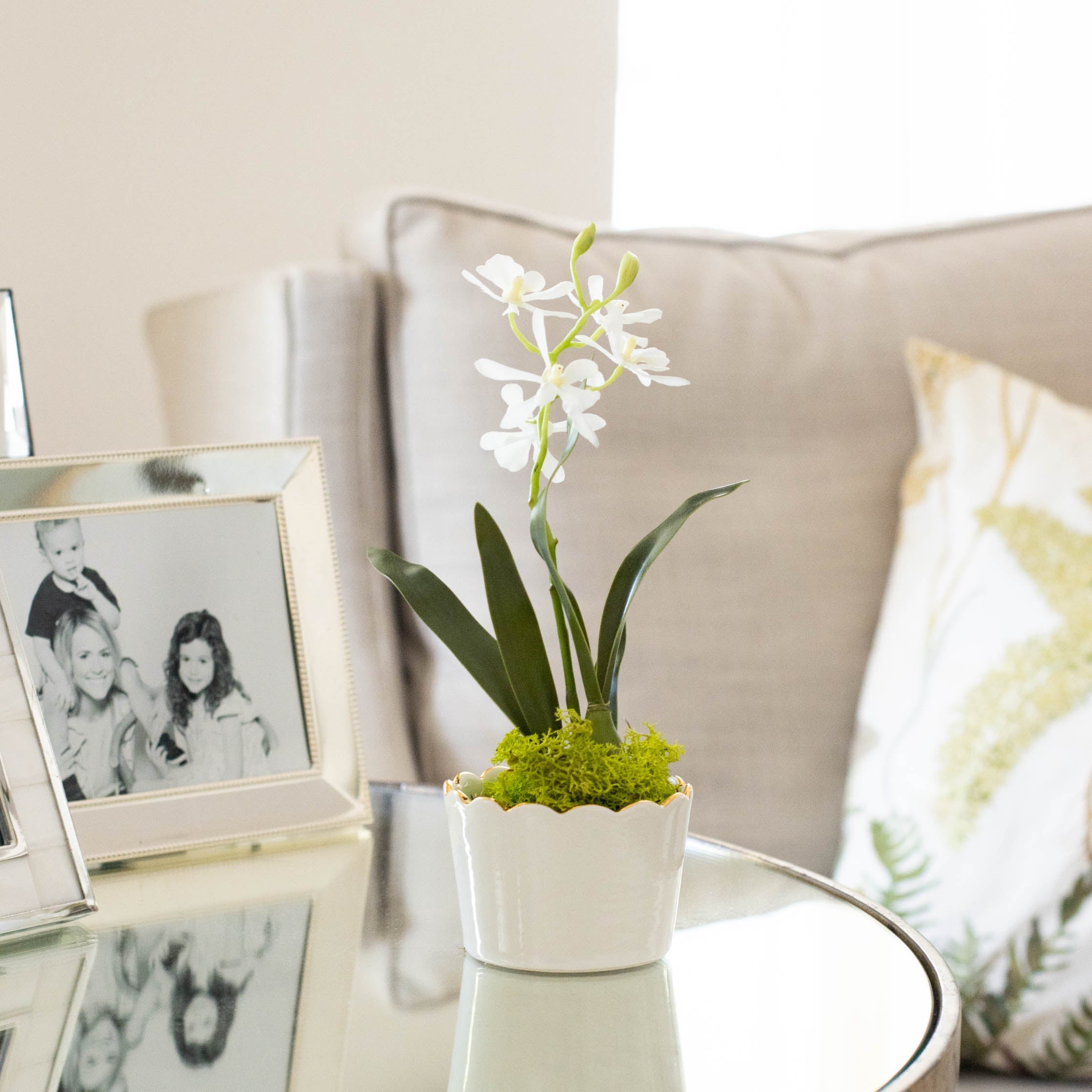 12" Faux Orchid Drop-In