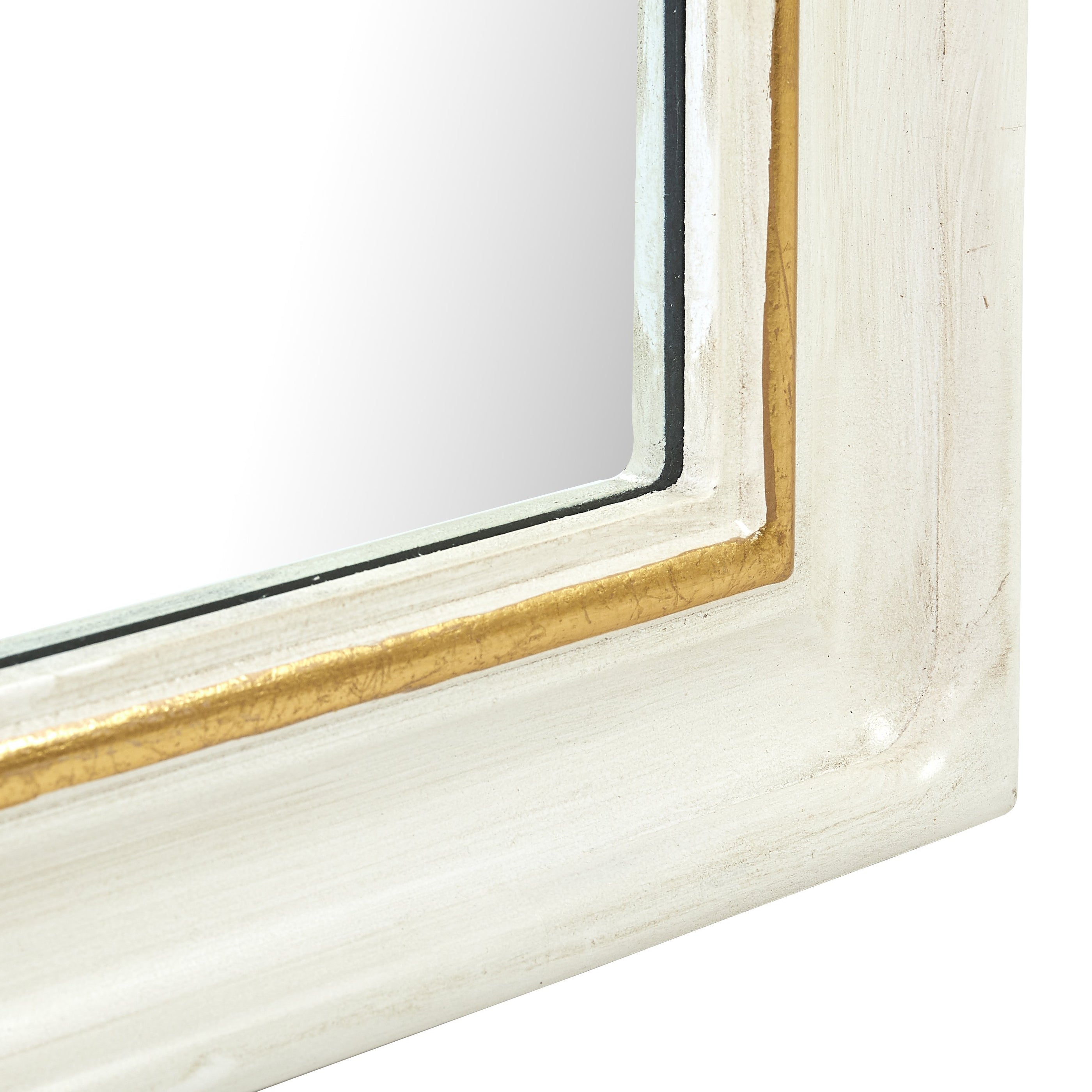 Vera Small Mirror in White with Gold Leaf Detail