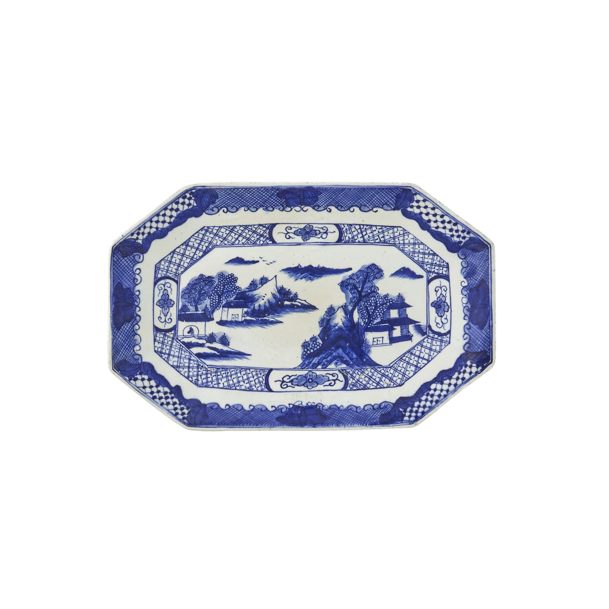 Decorative Blue and White Hand-Painted Dish