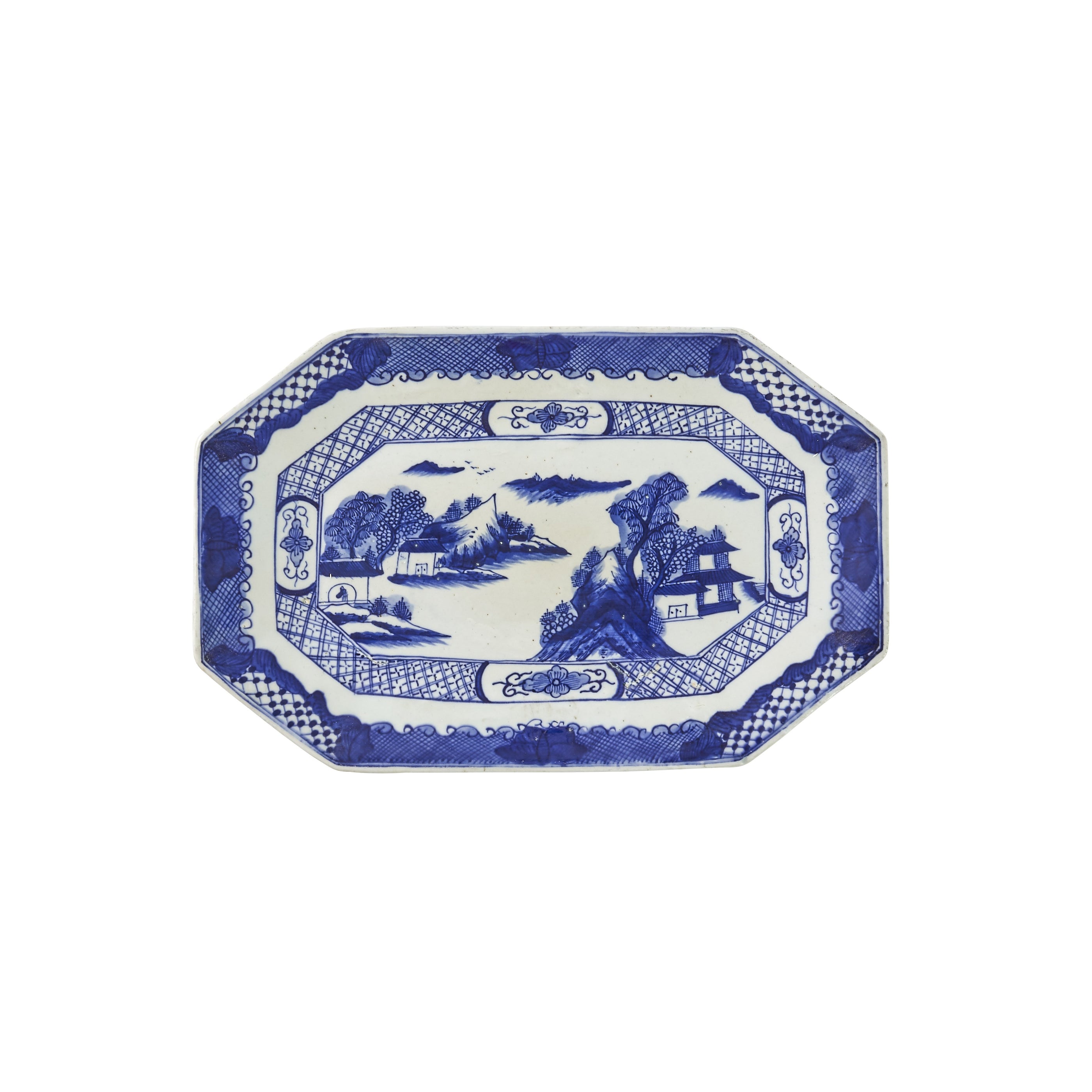 Decorative Blue and White Hand-Painted Dish