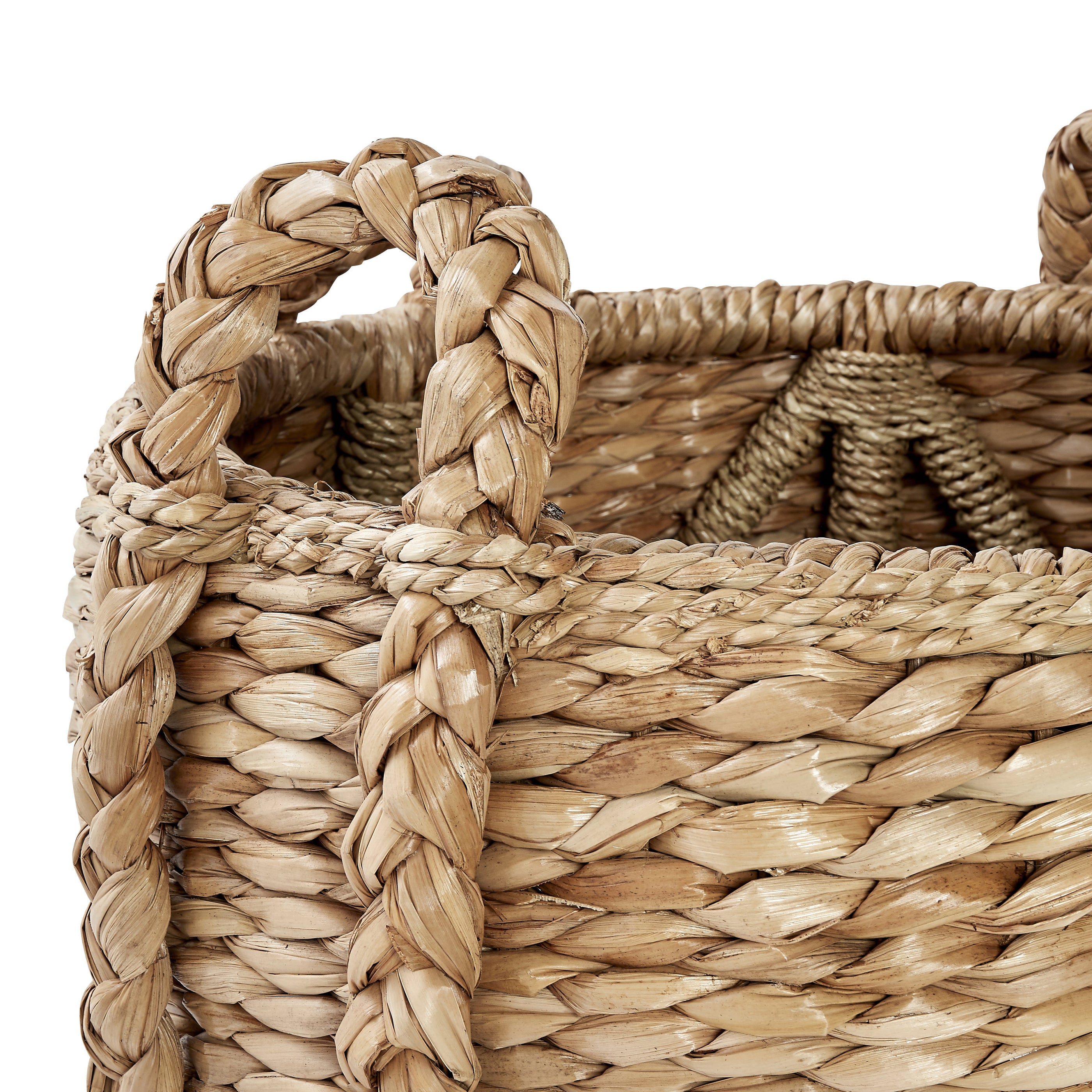 Braided Fireplace Blanket Basket Handles