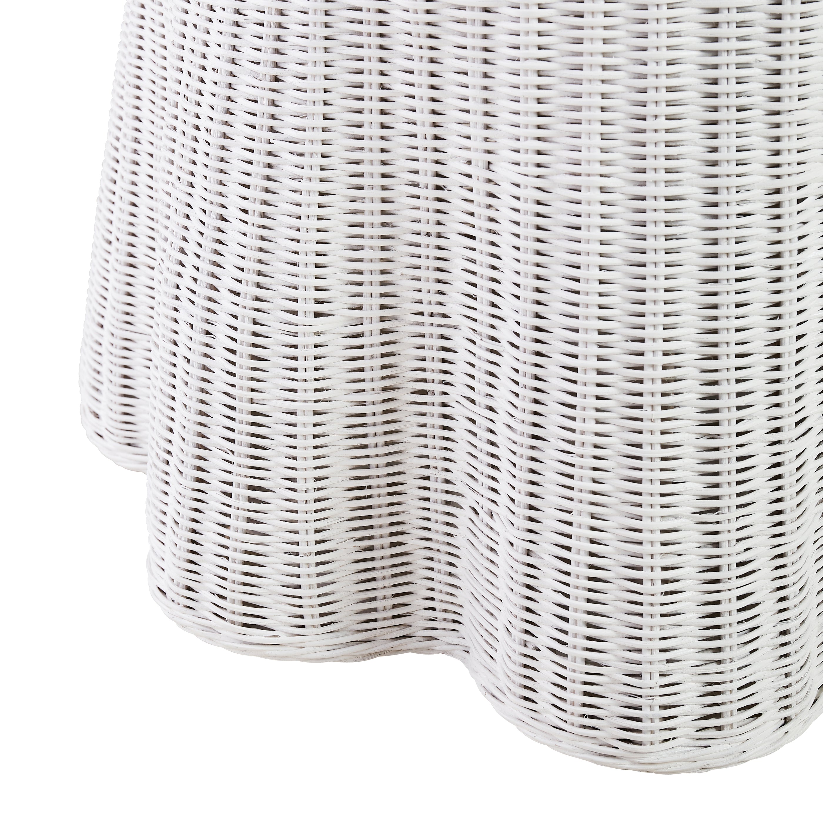 Round Scallop Skirted Side Table in White