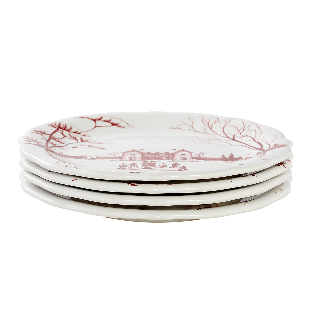 Country Estate Winter Frolic Ruby "Mr. & Mrs. Claus" Party Plates Set of 4