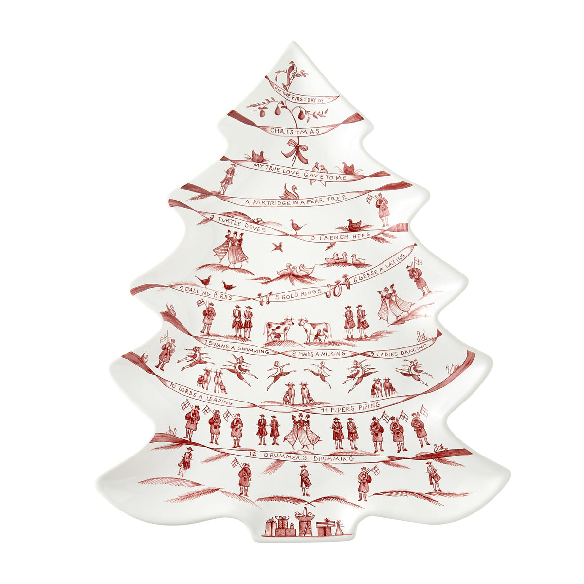 Country Estate Winter Frolic Ruby Tree Platter