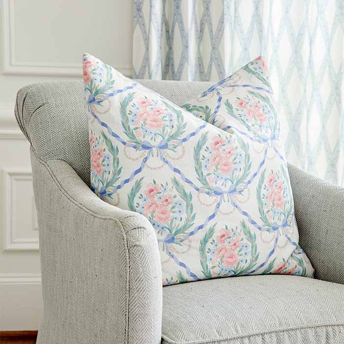Victoria Floral Throw Pillow on Chair