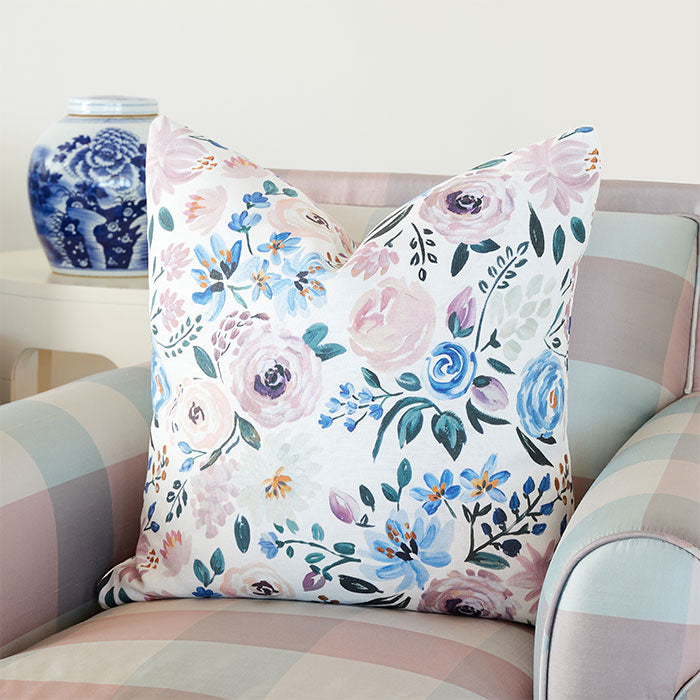 English Garden Floral Pillow on Chair