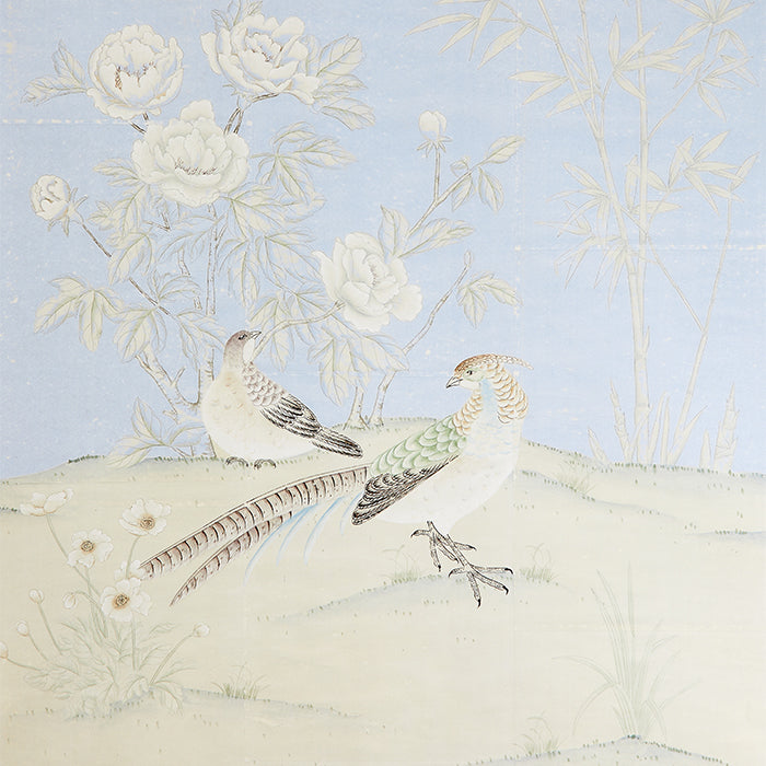 Vincennes Chinoiserie Floral Wallpaper Mural in French Blue