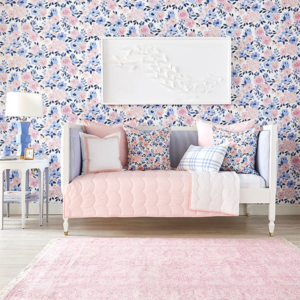 Ava Rose Wallpaper on Wall Behind Daybed