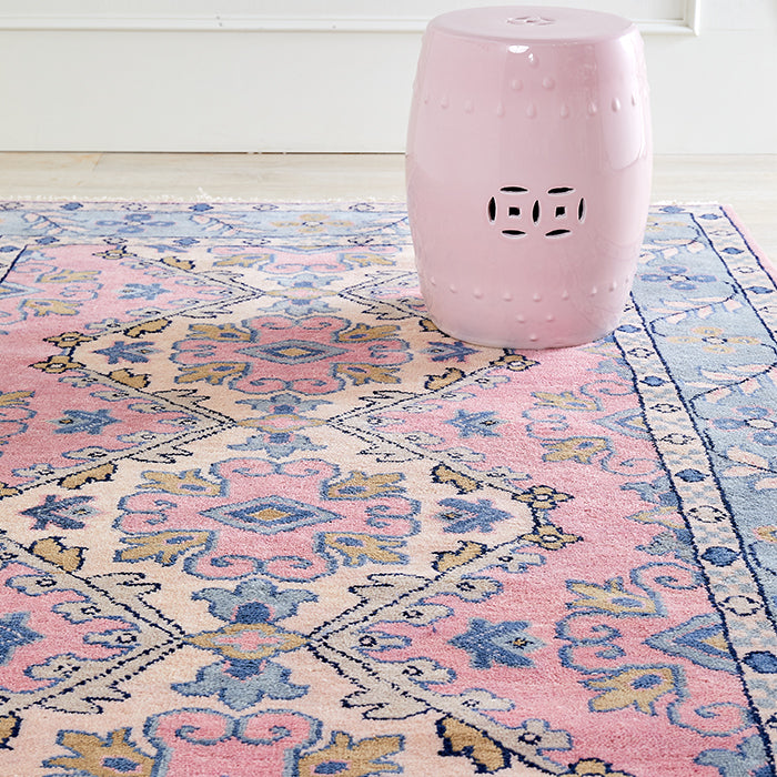 Hibiscus Rug with Pink Stool
