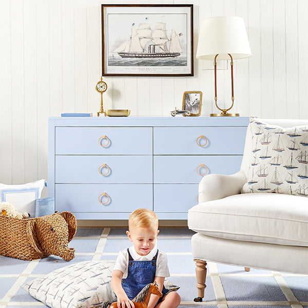 Boy's Room with Sail Boat Pillow on Chair
