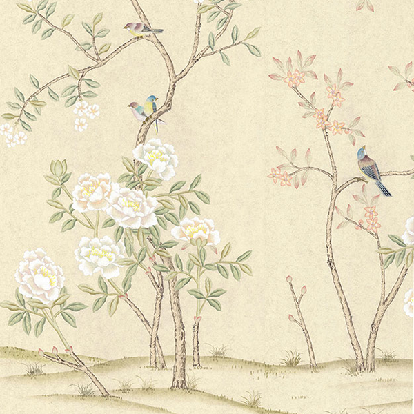 Chinoiserie Mural Abingdon in Cream Wallpaper Sample Swatch