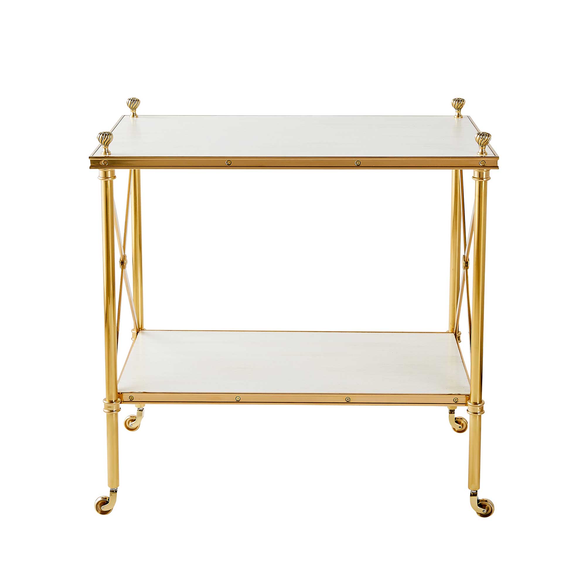 Acacia Brass Side Table with White Shelves