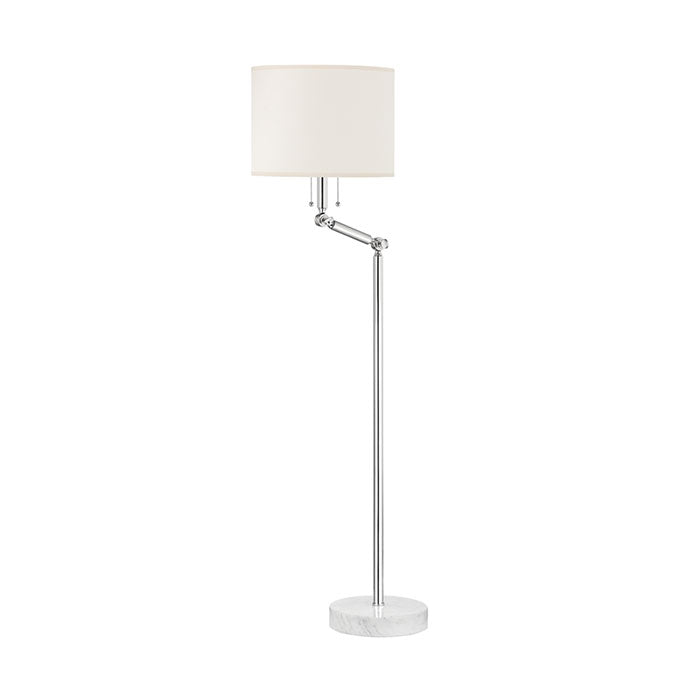 Adams Swing Arm Floor Lamp in Polished Nickel with Marble Base