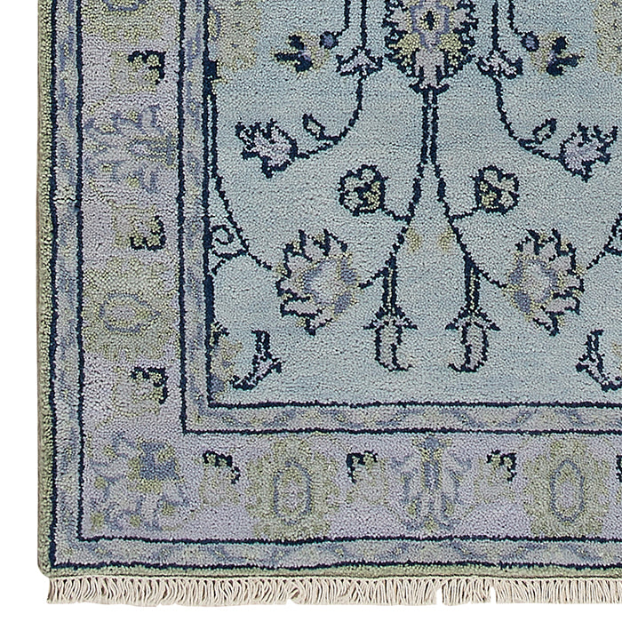 Corner of Blue Athena Rug in Powder