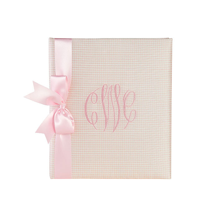 Monogrammed Baby Bébé Book in Blush Gingham