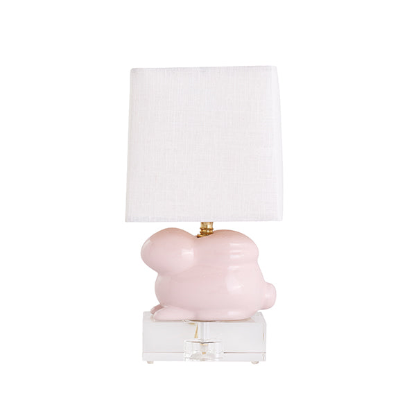 Small Pink Bunny Lamp with Crystal Base