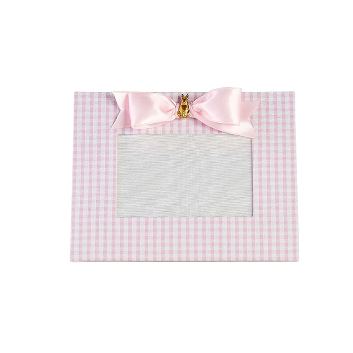 Linen Bunny Bow Frame in Gingham