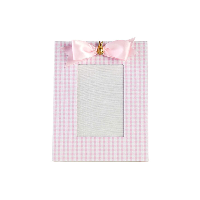 Linen Bunny Bow Frame in Gingham