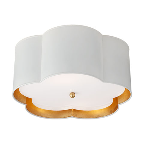 Bryce Medium Flush Mount Light in White and Gild