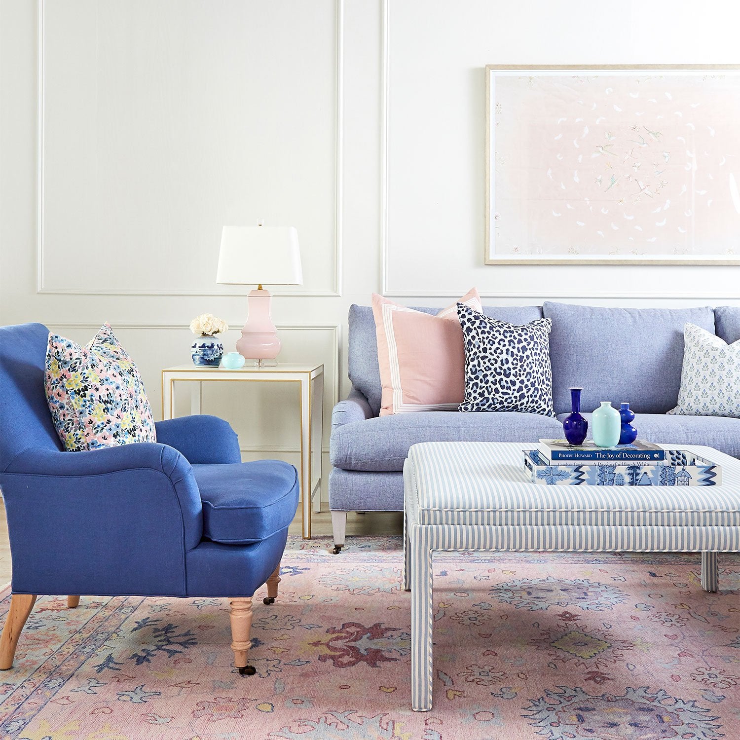 Blueberry Blue Carter Chair in Living Room