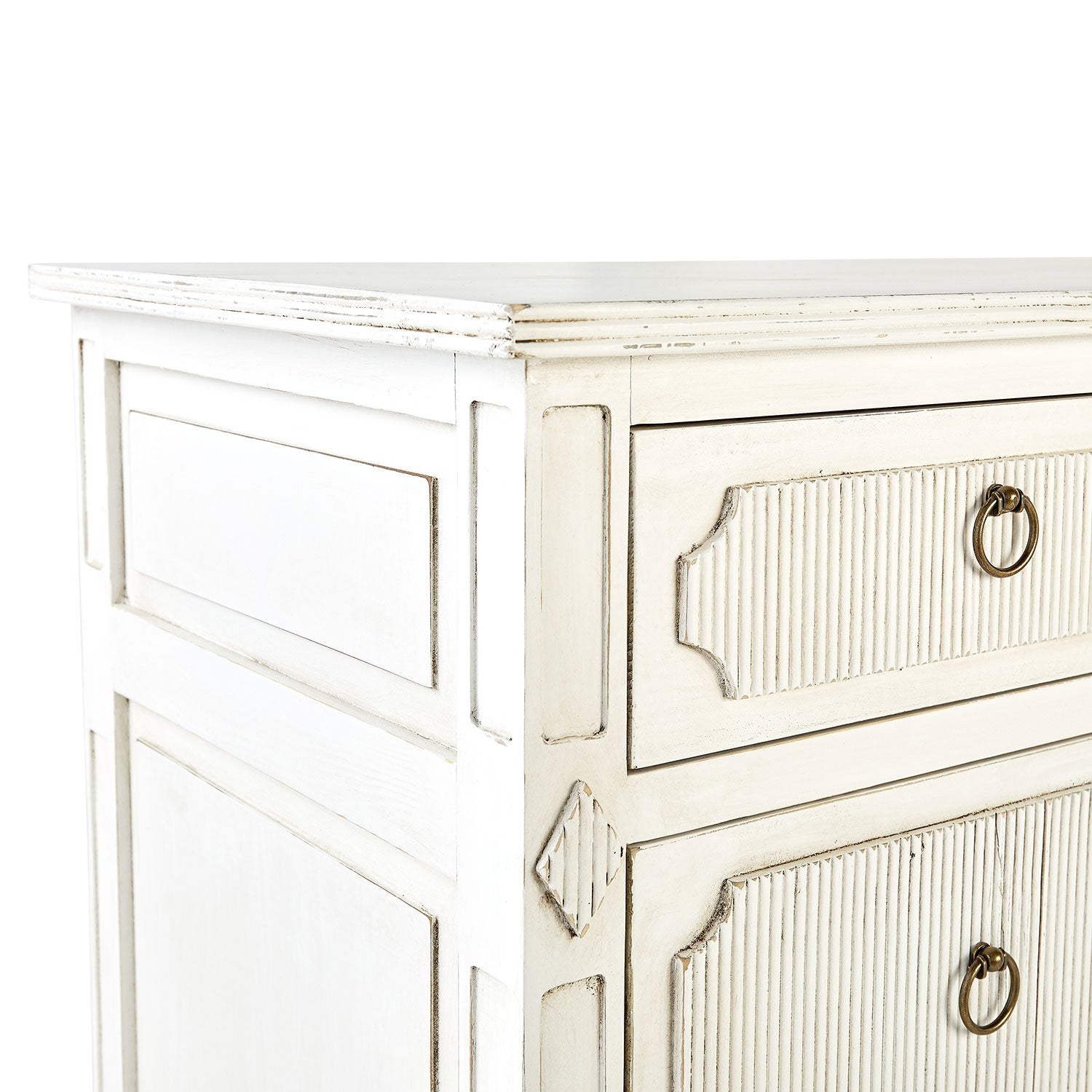 Corner Detail on White Sabrina Dresser