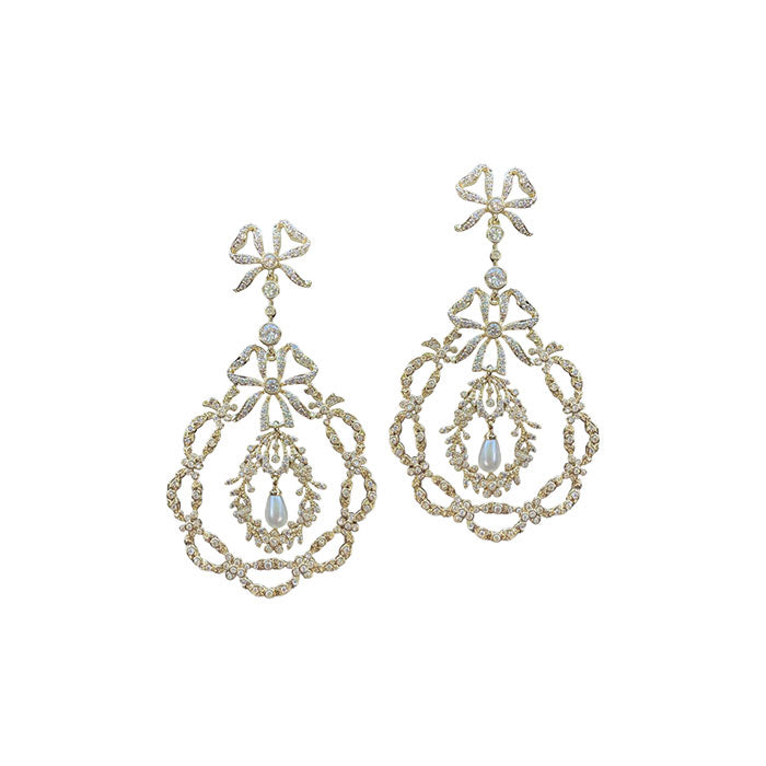 Embellished Pearl Drop Wreath Earrings